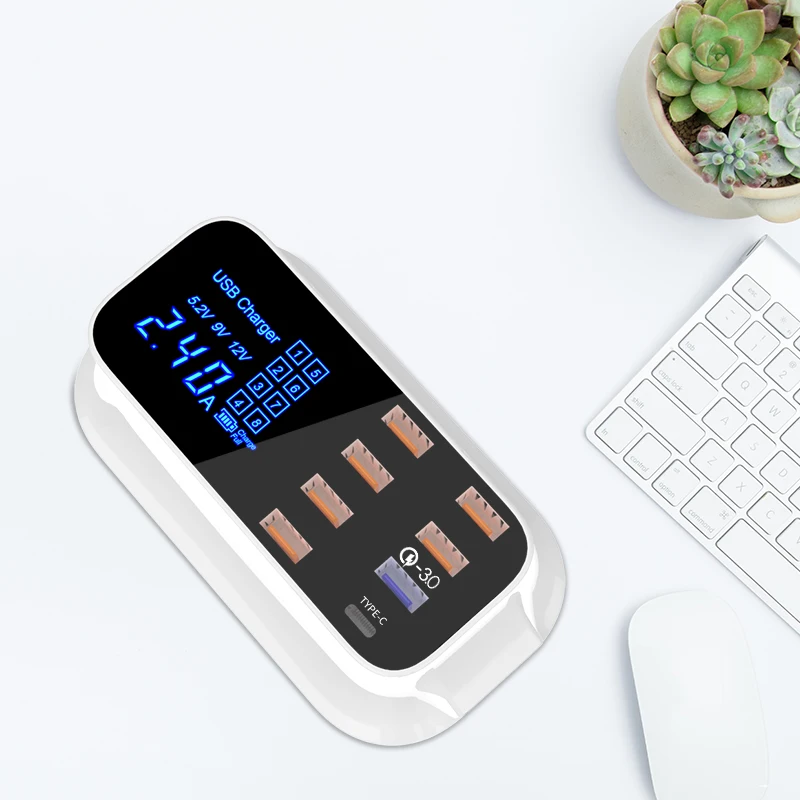 Портативное настольное зарядное устройство с несколькими USB-портами быстрая