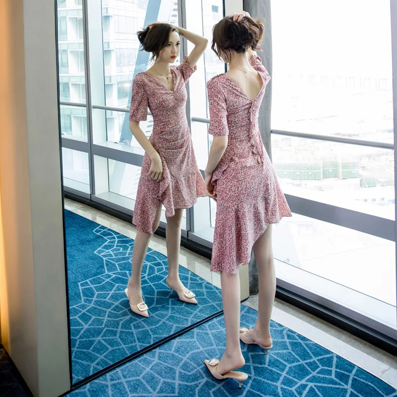 Женское летнее платье с оборками розовое большого размера полурукавами и