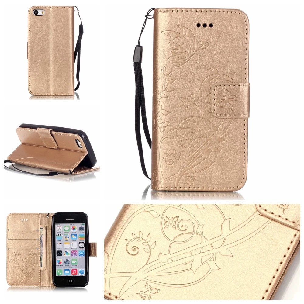Чехол бумажник чехол для coque iPhone 5C iPhone5C X 7 8 плюс 6s 6 5S 5 SE + ремень подставка