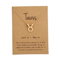 fashion 12 constellation pendant necklaces aries capricorn taurus necklace birthday gifts message card for women girl jewelry
