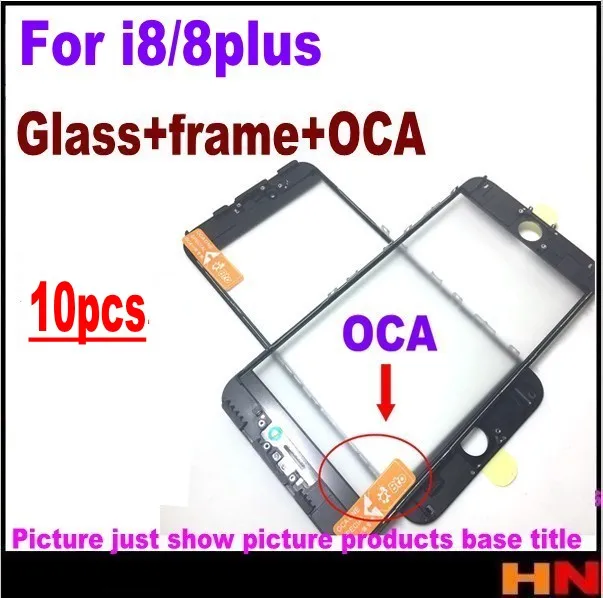 10 шт. 3 в 1 для iPhone 8 8p plus внешнее стекло + средняя рамка ока вместе переднее объектив