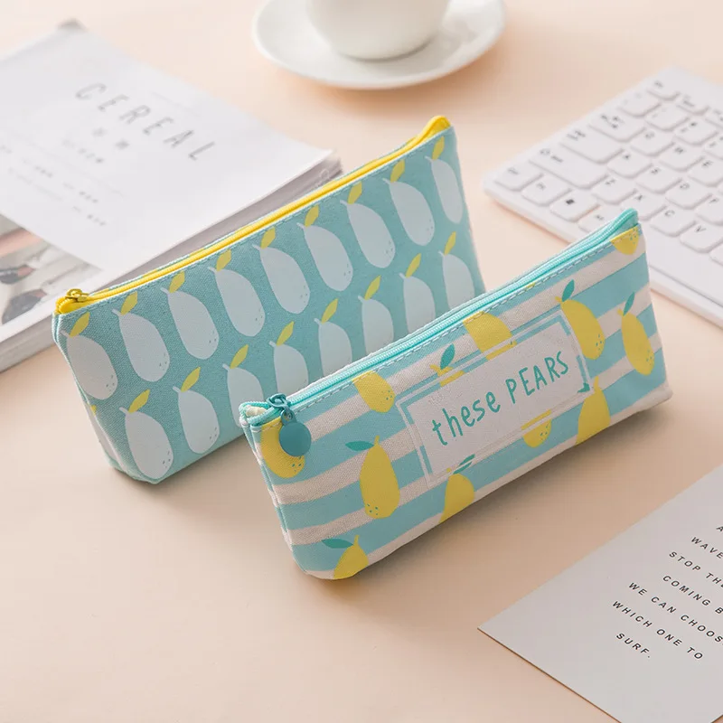 

12 pc/lot Summer pear fruit cute pencil Cosmetic storage bag / cute pen bag/ cartoon stationery bag/children gift