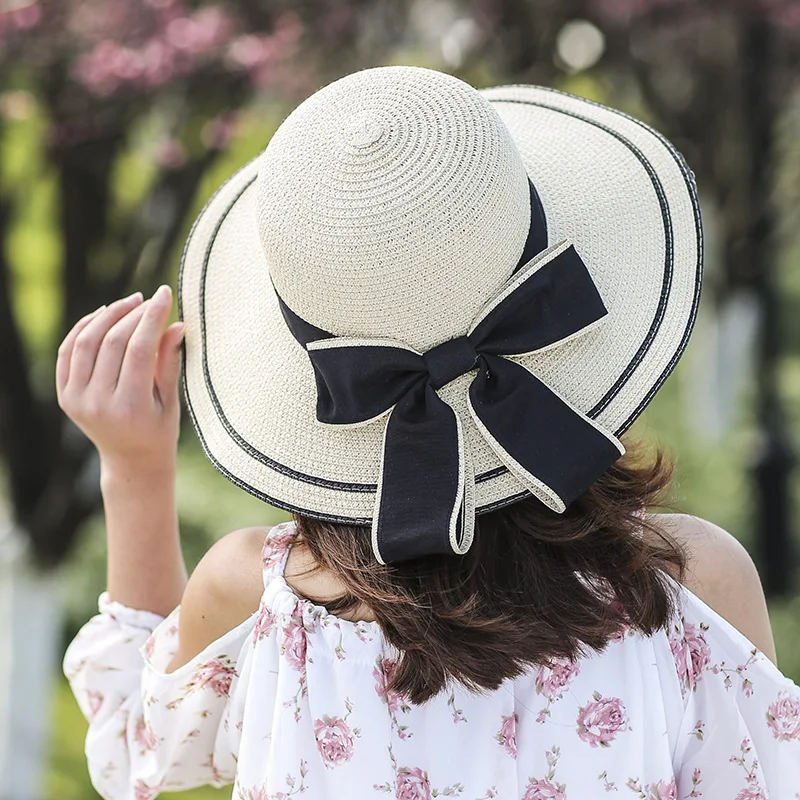 Уличная Складная соломенная шляпа женская летняя Корейская версия прилива вдоль дамы Солнцезащитная шляпа от солнца летняя пляжная шляпа