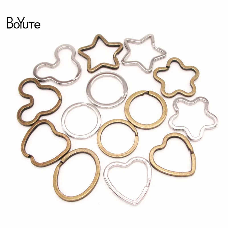 BoYuTe(5 шт./лот) металлический железный ключ держатель Сплит Кольца Сердце Звезда брелок в форме Микки Diy аксессуары для украшений