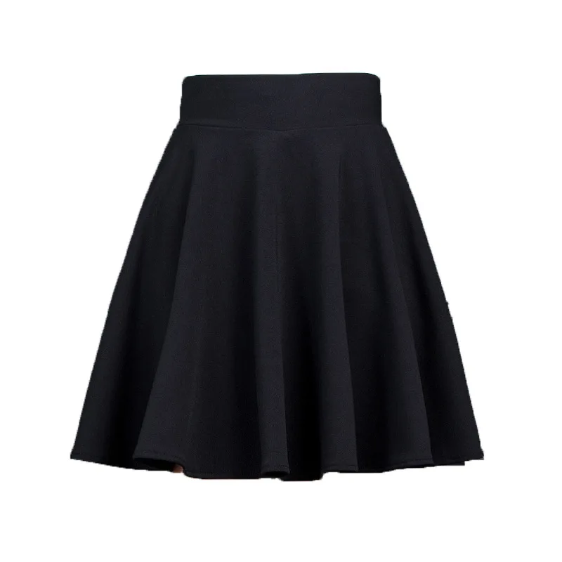 Женская плиссированная юбка черная с высокой талией для прогулок на весну и лето