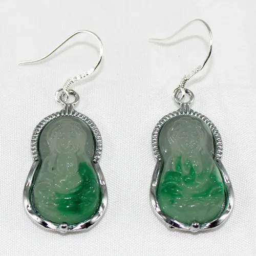 Серьги Будда с нефритом в стиле Chines ER00089 5 29|jade earrings|earrings stylestyle earrings |