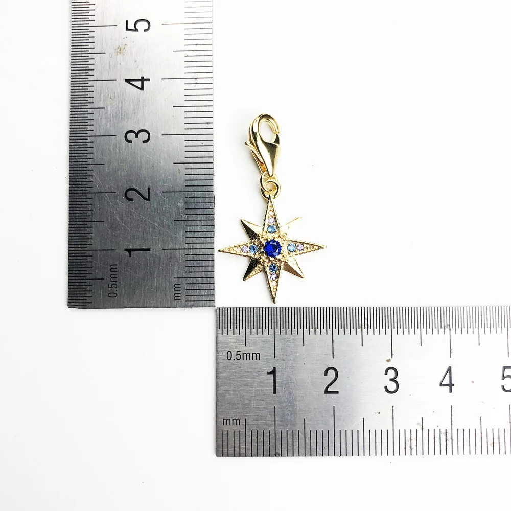 Золотая звезда подвески оберег 2018 Новинка Королевское модное украшение 925 Стерлинговое серебро Винтажный подарок для женщин и мужчин Подходит для браслета и ожерелья.