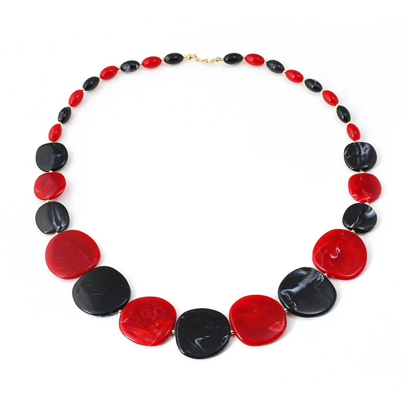 New Maxi Statement Long Beads Necklaces Collier Fashion Acrylic Geometric Pendant Collar Necklace for Women | Украшения и