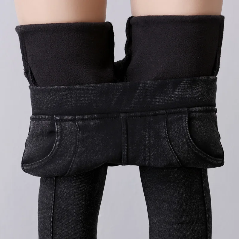 Women Casual Pants Winter Velvet Cotton High Waist Jeans Elastic Pencil Fashion Skinny Warm Trousers Plus Size | Женская одежда