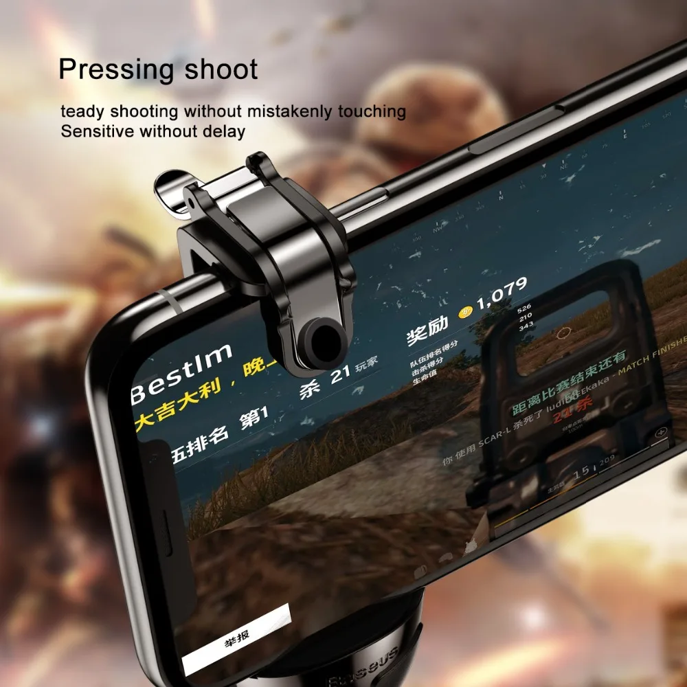 Baseus Pubg Controller Mobile Trigger for iPhone XR L1 R1 Shooter Fire Button Gameped Joystick Android Phone | Электроника