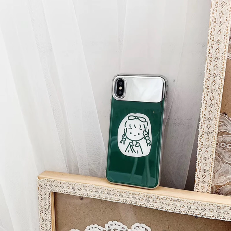 Glam Phone Case Mirror Girl for iPhone XS Max XR X 8plus 8 7plus 7 6S/6 Plus Soft Tpu Back Cover |