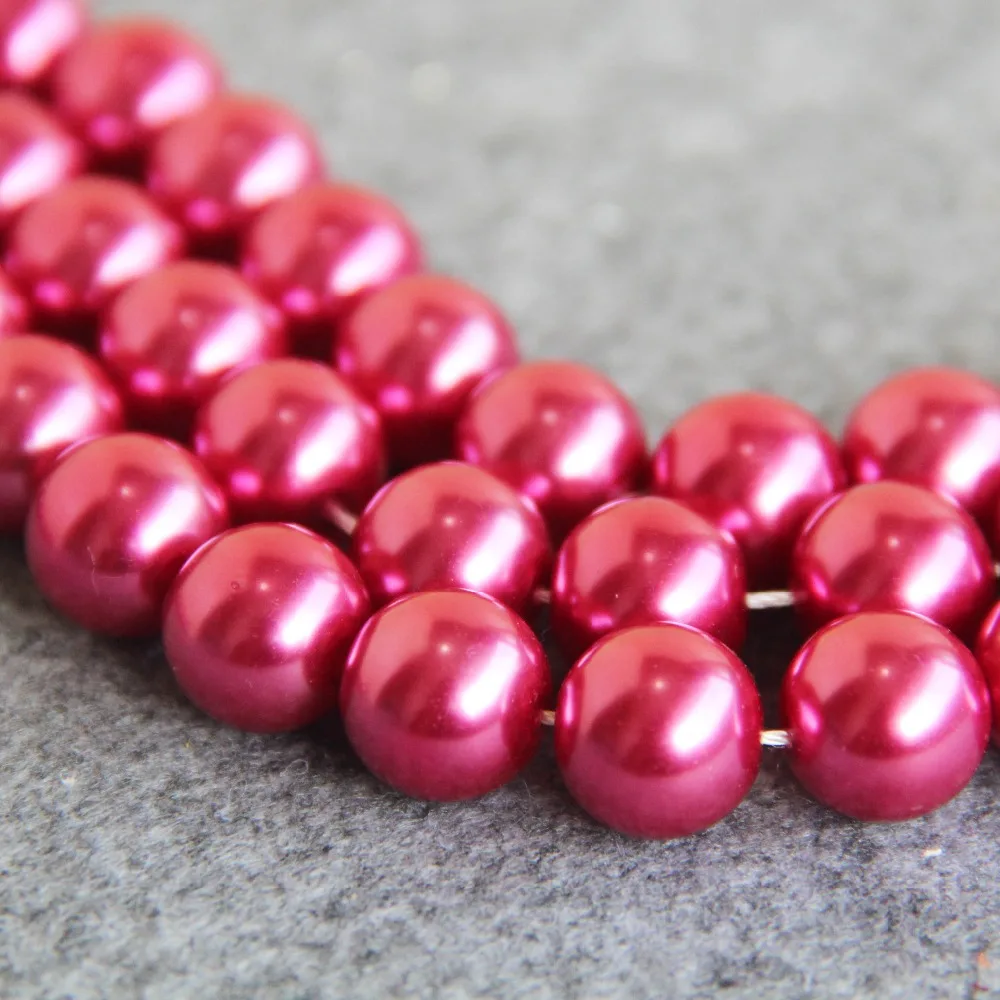 Wholesale Women's/Girl's 2015 New For Necklace&ampBracelet 14mm Rose Red Shell Pearl Beads DIY Gifts Women Girl Loose Jew |