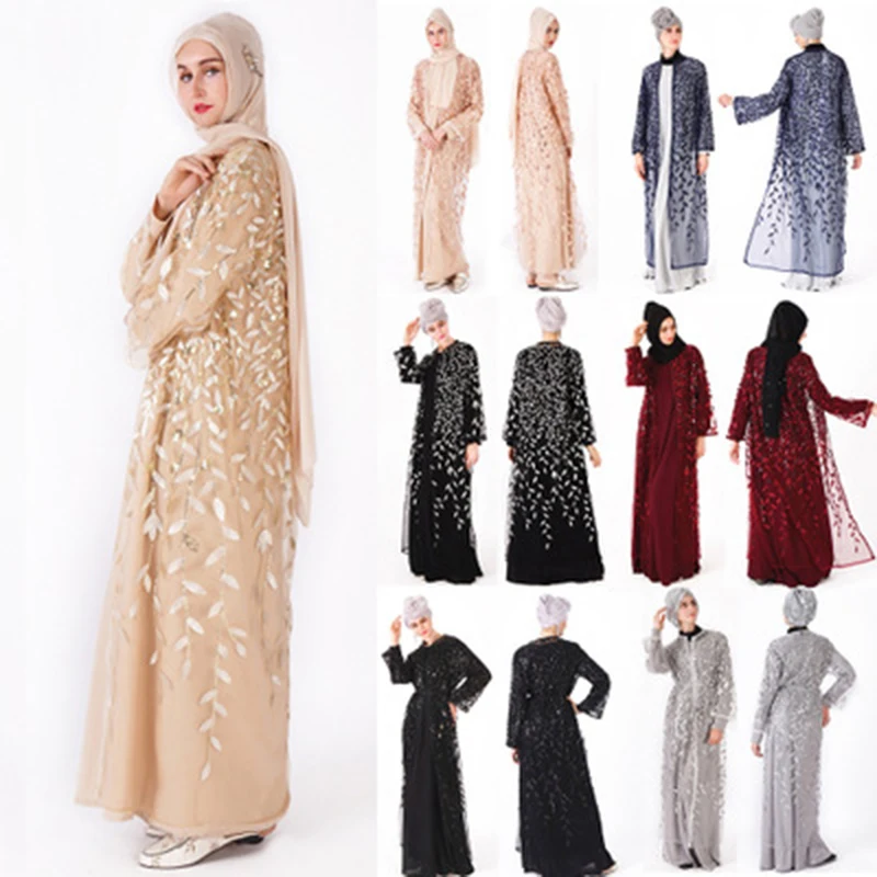 Женское длинное платье-кимоно Abaya черное бежевое розовое серое | Тематическая