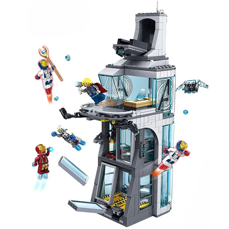 Новые Супергерои Железный человек атака Мстители башня Fit Legoings Фигурки Marvel