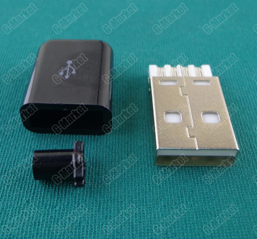 20 шт. 4-контактный разъем USB 2 0 типа A для пайки с черной пластиковой крышкой