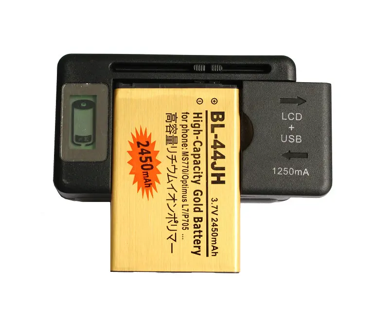 Ciszean 2450 мА/ч BL 44JH золото замена батарея + зарядное устройство с ЖК дисплеем для LG