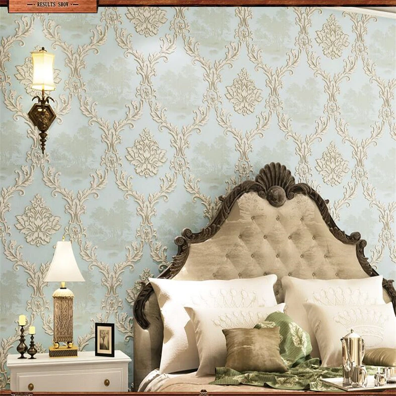 European - style Damascus wallpaper 3d three dimensional non woven living room bedroom TV background |