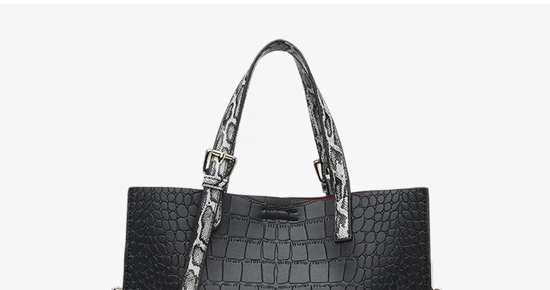 Простые Модные женские кожаные сумки Trunk Tote новые змеиные строчки Крокодил сумки на плечо для женщин сумки-мессенджеры