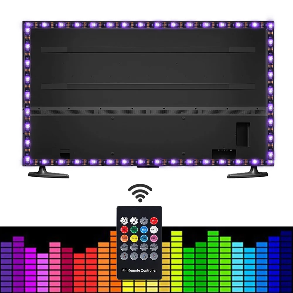 5050 RGB USB светодиодный набор полос с 20Key RF пульт дистанционного управления светодиодный музыкальный контроллер USB светодиодный светильник полоса для телевизора фоновая лампа лента светодиодный лента