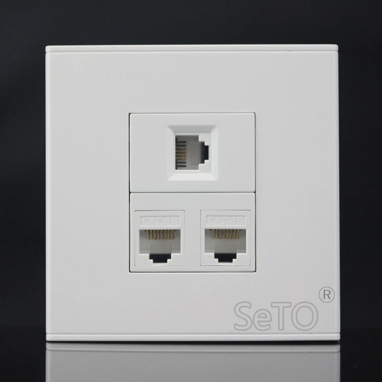 SeTo 86 Тип Двойной RJ45 Cat5e сеть Ethernet + Cat3 телефонная розетка настенная пластина Keystone