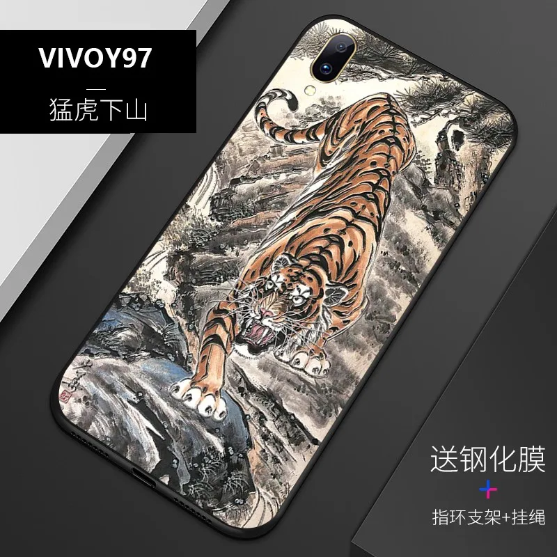 Рельефный Винтажный чехол в китайском и японском стиле для vivo y97 с изображением