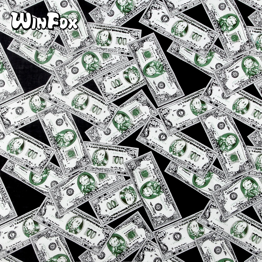 Winfox модная 55 см * 100% хлопок доллар деньги Печатный квадратный бандана головной
