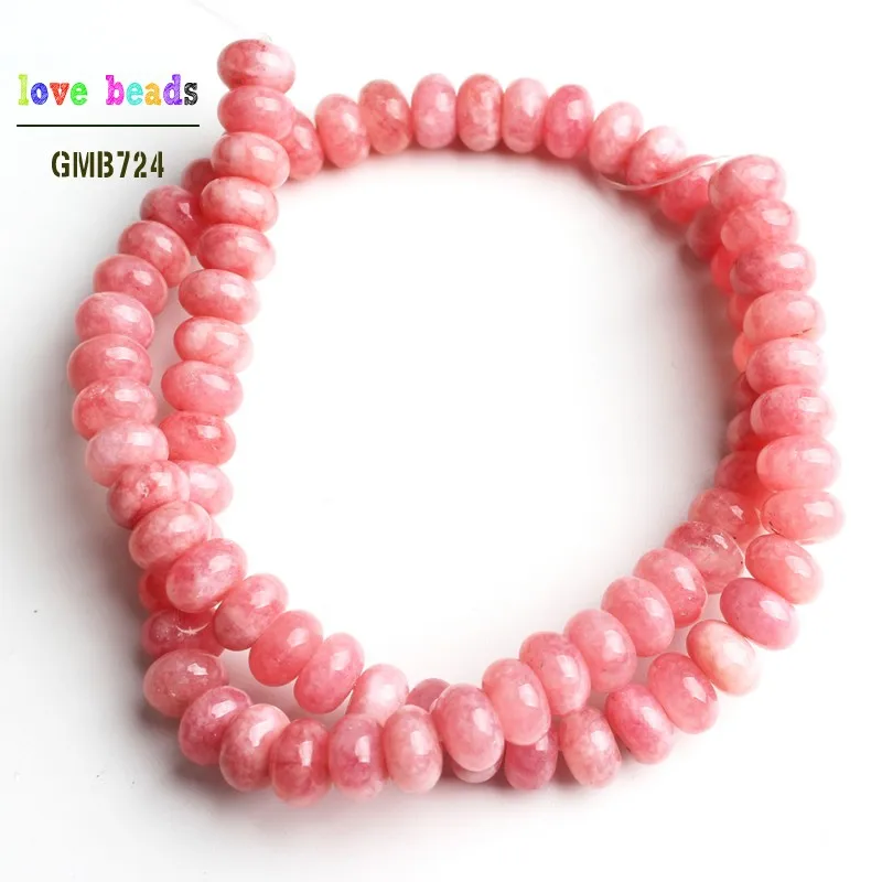 pink angelite Натуральные ангелитовые бусинки из камня Рондель, черный кварц, яшма бусины синий розовый морганит разделитель бусины 5*8 мм DIY браслет 1" прядь - Цвет: pink angelite