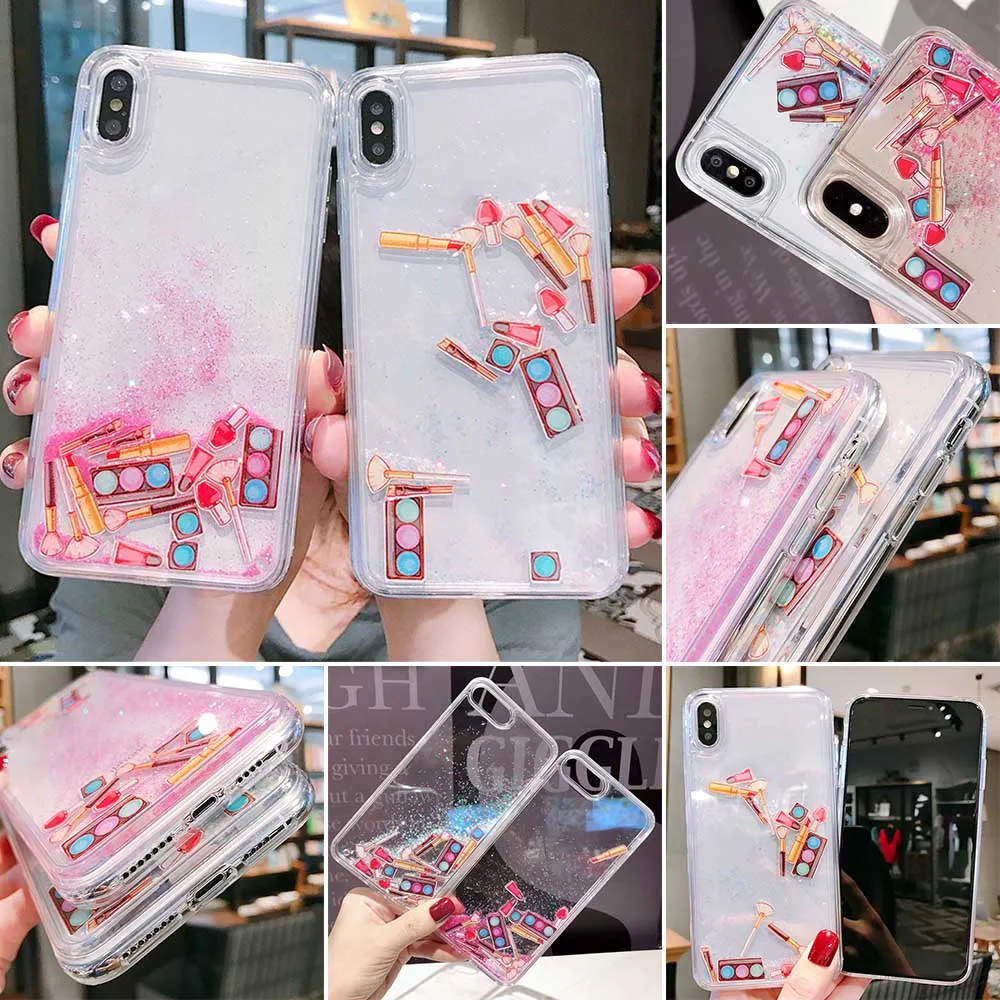 KISSCASE Eyeshadow Makeup Quicksand Phone Case for iPhone 8Plus 7Plus XS XR X 10 Full Protective XSMAX |