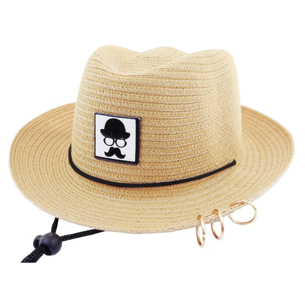 

2018 new children' s iron ring hat baby sun hat for boys and girls beach hat kids Panama caps 6 colors