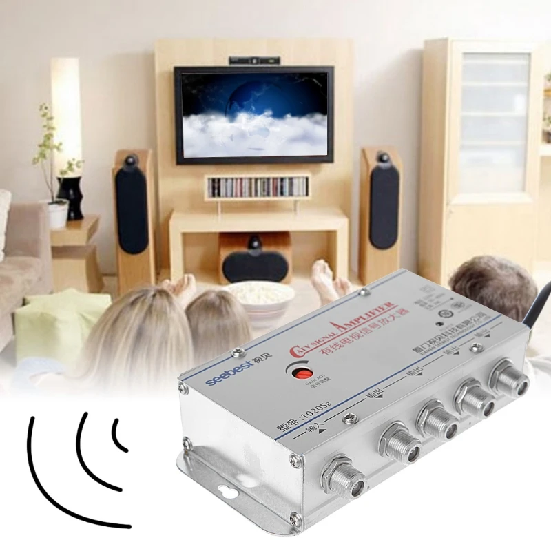 1 комплект Новый американский штекер 4Way CATV VCR ТВ антенна усилитель сигнала 20 дБ