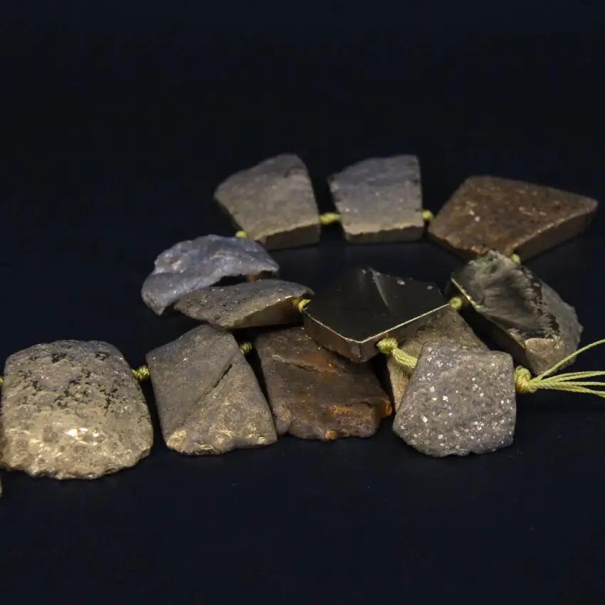 15 5 &quot/нитка из натурального агата золотого Титана верхние просверленные