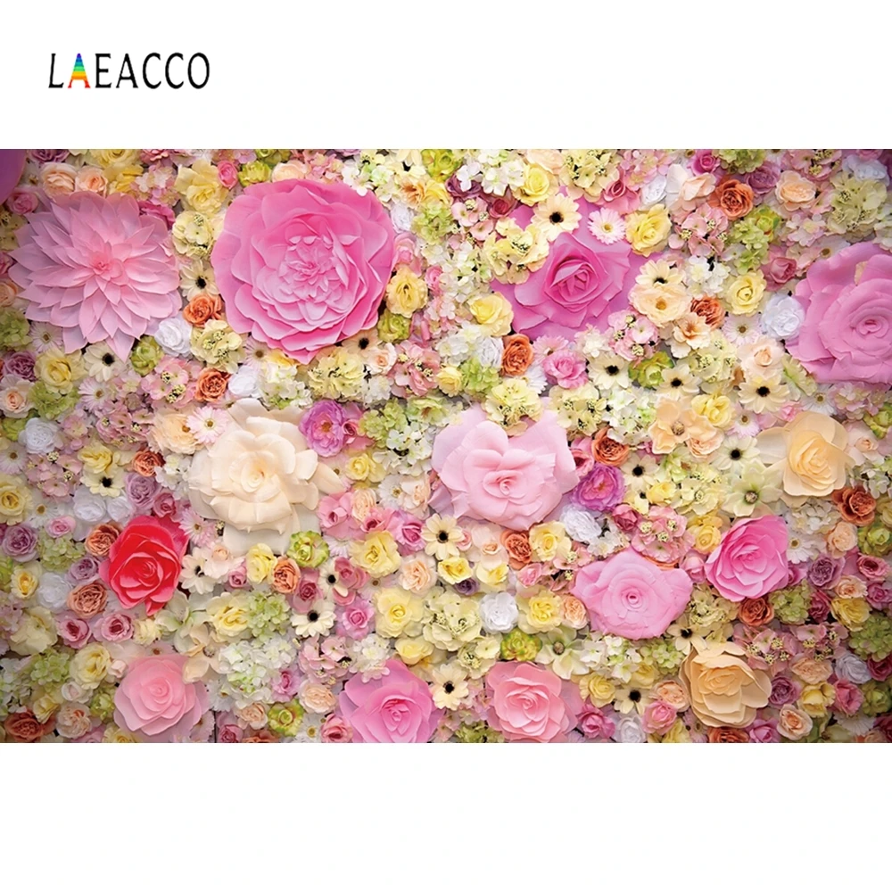 Laeacco Розовые Желтые чистые цветы Свадебные Декорации для фотосъемки