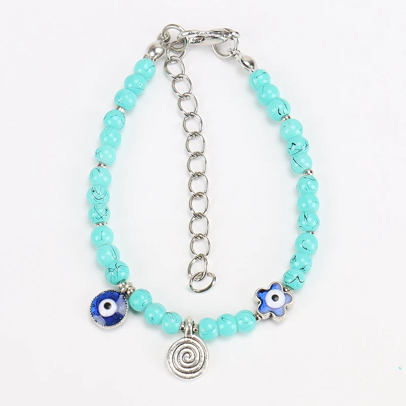 Lucky браслет evil eye 3 цвета камень Бусины с крокодиловой Подвеска стрекоза турецкий