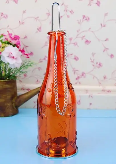 Новый дизайн стеклянная бутылка для вина подсвечник висящий ураган фонарь | Дом и