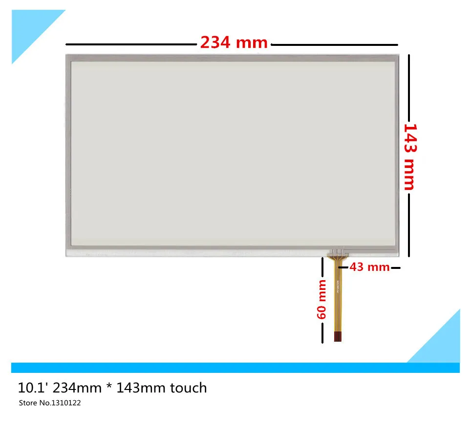 10.1 inch 4 wire 234mm*143mm Resistive Touch Screen Digitizer Handwritten screen display on the outside for Industrial equipment |