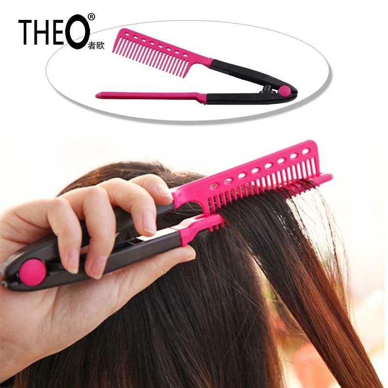 10 шт./лот Для женщин Леди V Тип Дизайн выпрямитель для волос гребень DIY салон