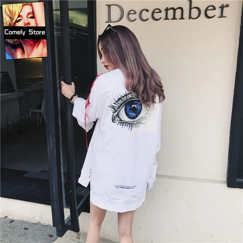 Тренд сеттер 2018 для женщин хип хоп стиль толстовки Модные хлопковые глаз печати S