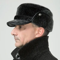 mens winter warm fur hat male flat imitation mink cap adult ear protection cap earmuffs sutdents leisure warm cap b 7372