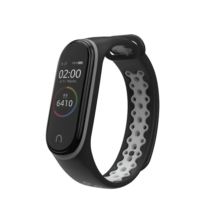 Black White Спортивный Браслет mi Band 4, 3, силиконовый браслет на запястье для Xiaomi mi, спортивный браслет для mi band 4, 3, band 4, смарт-браслет - Цвет: Black White