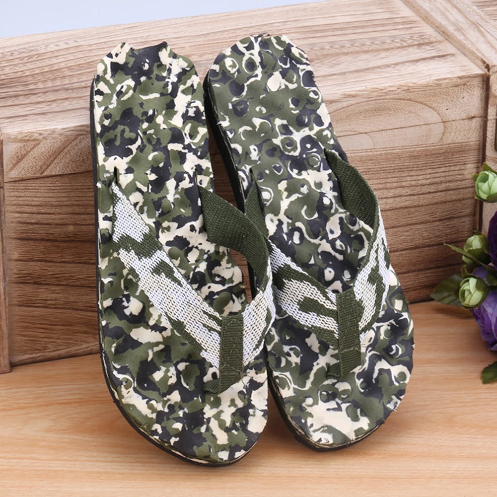 Camouflage Green Мужская Летняя Пляжная одежда; Вьетнамки; уличные тапочки; камуфляжные пляжные вьетнамки; обувь; сандалии - Цвет: Camouflage Green