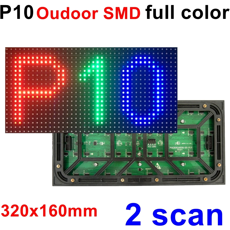 P10 Открытый SMD Полноцветный 320*160 мм 32*16 пикселей 1/2 привод сканирования 8000 8500mcd
