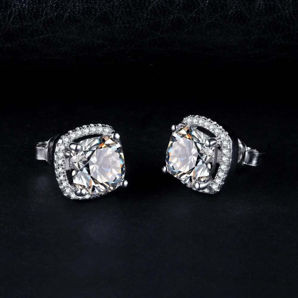 Jewelrypalace Подушки 5ct Halo Серьги гвоздики 925 стерлингов Серебряные ювелирные изделия