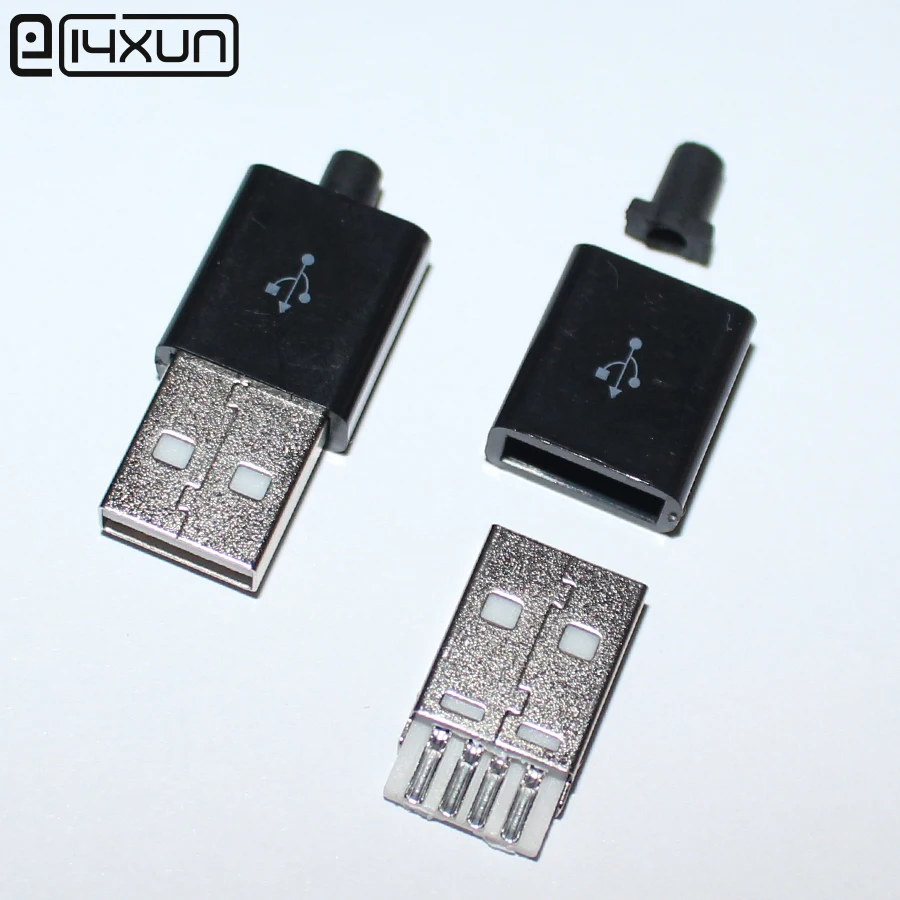 10 комплектов USB-разъём типа А папа с 5 штырьками и черной пластиковой крышкой |