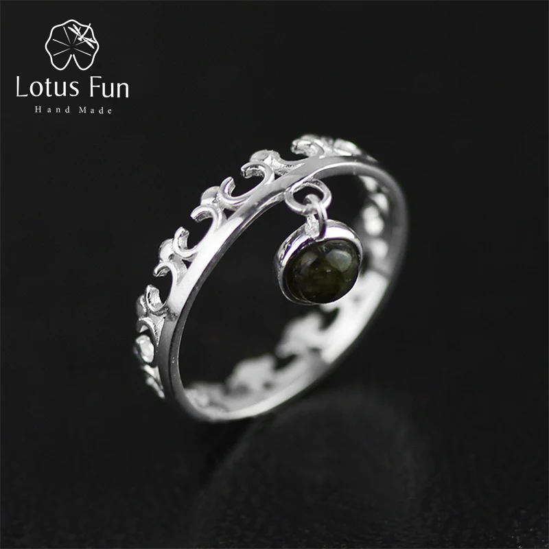 Lotus весело Настоящее стерлингового серебра 925 натуральный камень ручной работы
