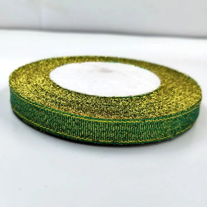 3/8 &quot(10 мм) 25 ярдов золотые металлические блестящие ленты DIY ремесла швейная ткань
