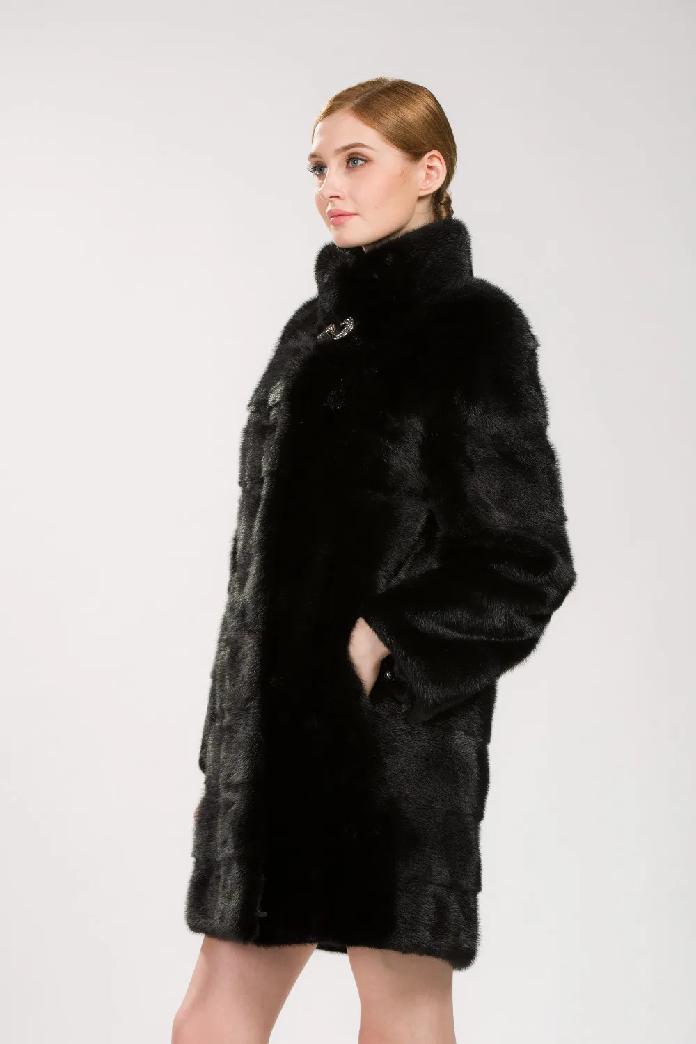 Воротник-стойка полная кожа с полосатым вырезом длина 90 см | Женская одежда