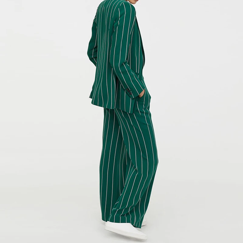 Женские элегантные Брючные костюмы комплект из 2 предметов зеленый пиджак в