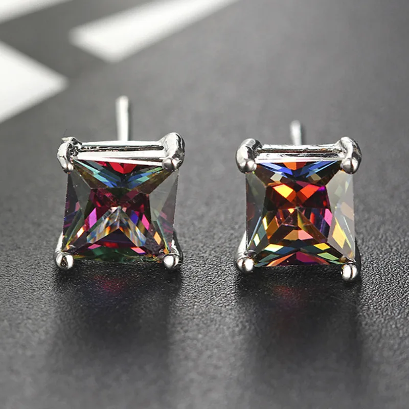 Серьги-гвоздики с кристаллами радужной расцветки для мужчин и женщин | Украшения