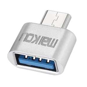 1 шт. Портативный USB 3,0 к USB Type C адаптер OTG разъем для всех устройств Type-C серебро 19x18x8мм
