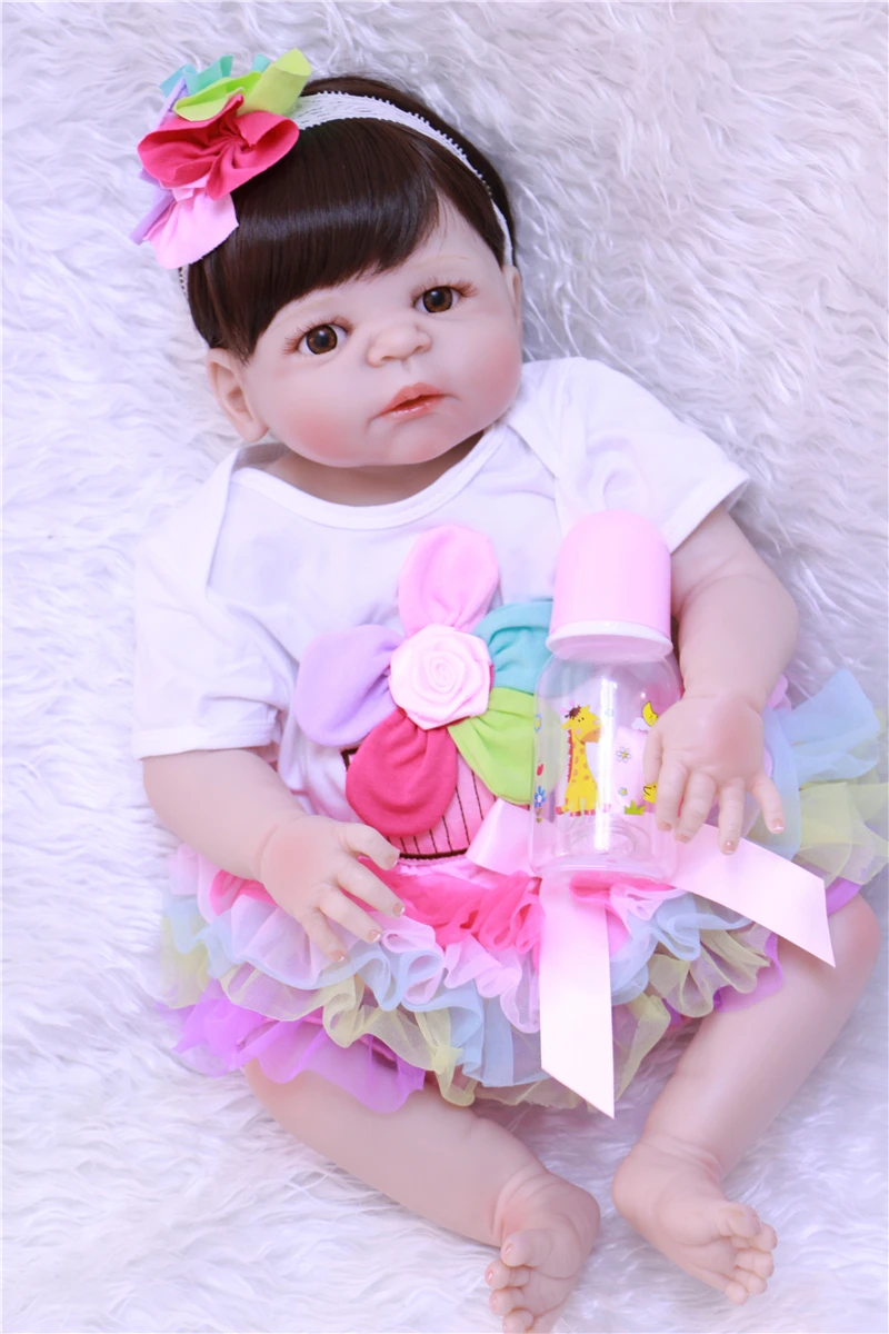 

23inch Full Body Silicone Girl Toys Reborn Baby live DOll real Newborn Princess Babies Doll Menina Bebe Reborn 55-57cm NPK BJD